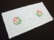 Tischdecke Rosen Stickerei Handarbeit 28x54cm Damast Läufer Häkelspitze Tischdecken Bild 1