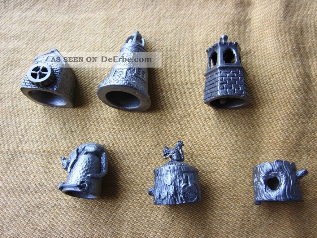 6 Ausgefallene Fingerhüte,  Z.  T.  Beweglich,  Metall (zinn?),  Top England,  Rar Nähutensilien Bild