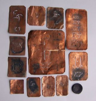 Alte Monogramm - Schablonen Aus Kupfer - Initialen Ep,  Hp Und Rp - 1 - 5cm Hoch Bild