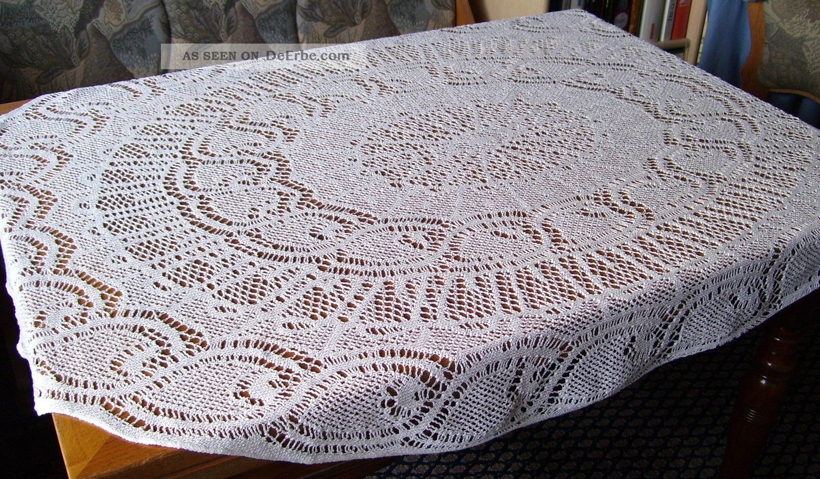 Tischdecke,  Häkeldecke,  Alt,  Weiß,  Oval,  149 X 112 Cm Tischdecken Bild