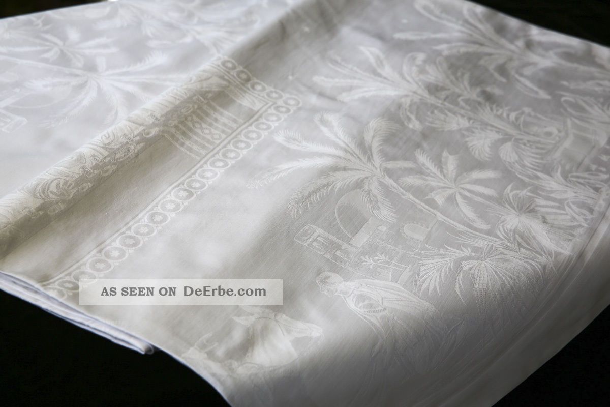 Prachtvolles Abendmahl Damast Tafeltuch 344/129cm Prunkmonogramm Um 1900 Tischdecken Bild