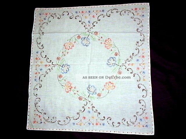 Antik Nostalgie Tischdecke Handarbeit Bestickt Landhaus Stil Tischdecken Bild