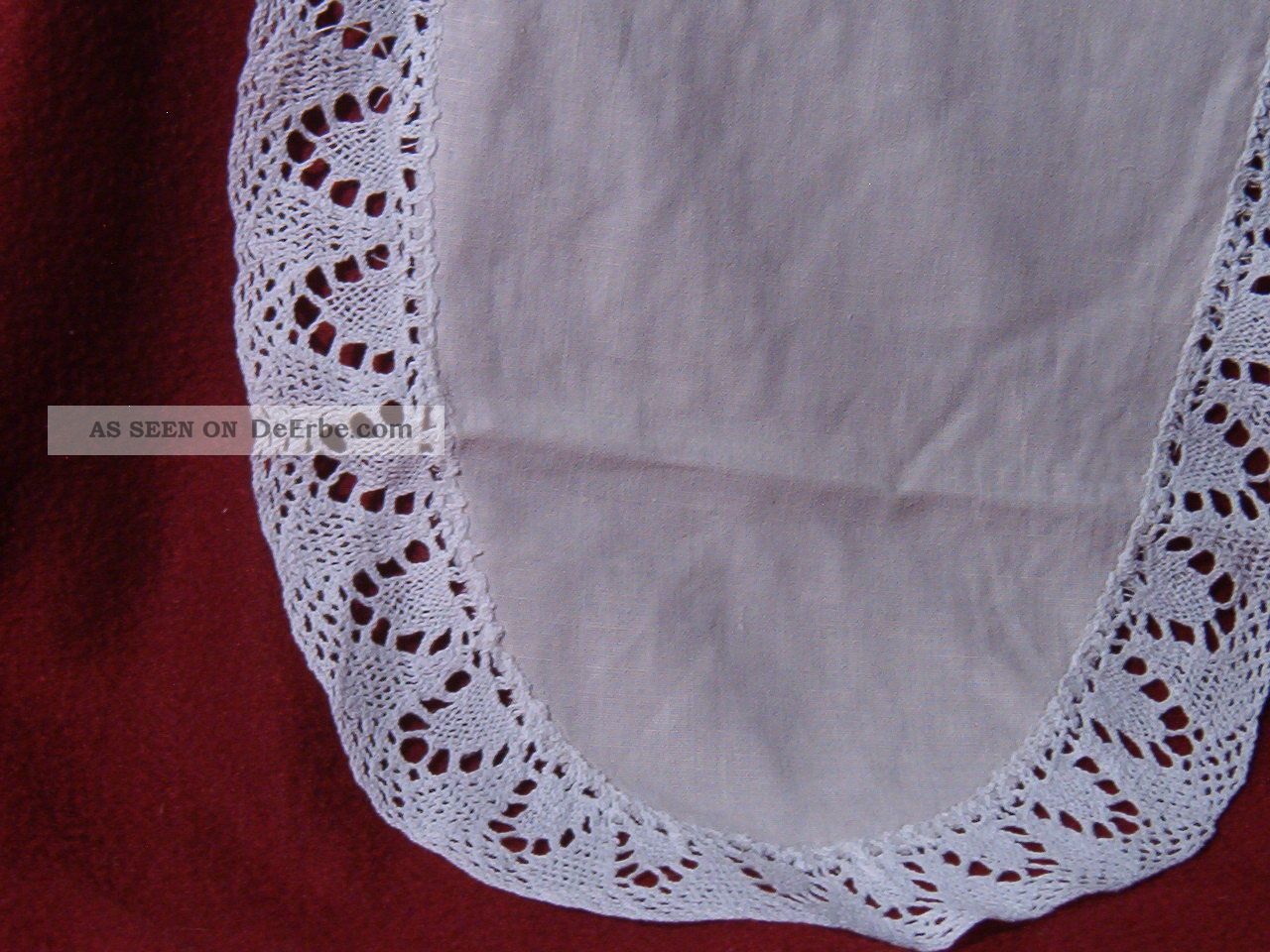53x27oval Läufer Beige Naturfarbene Spitze Gewebt Am Rand Tischwäsche Bild