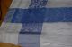 Decke Tischdecke Blaue Bordüre Baumwolle Hohlsaum 80 Jahre Alt 140/120 Cm /p5118 Tischdecken Bild 1
