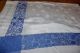 Decke Tischdecke Blaue Bordüre Baumwolle Hohlsaum 80 Jahre Alt 140/120 Cm /p5118 Tischdecken Bild 2