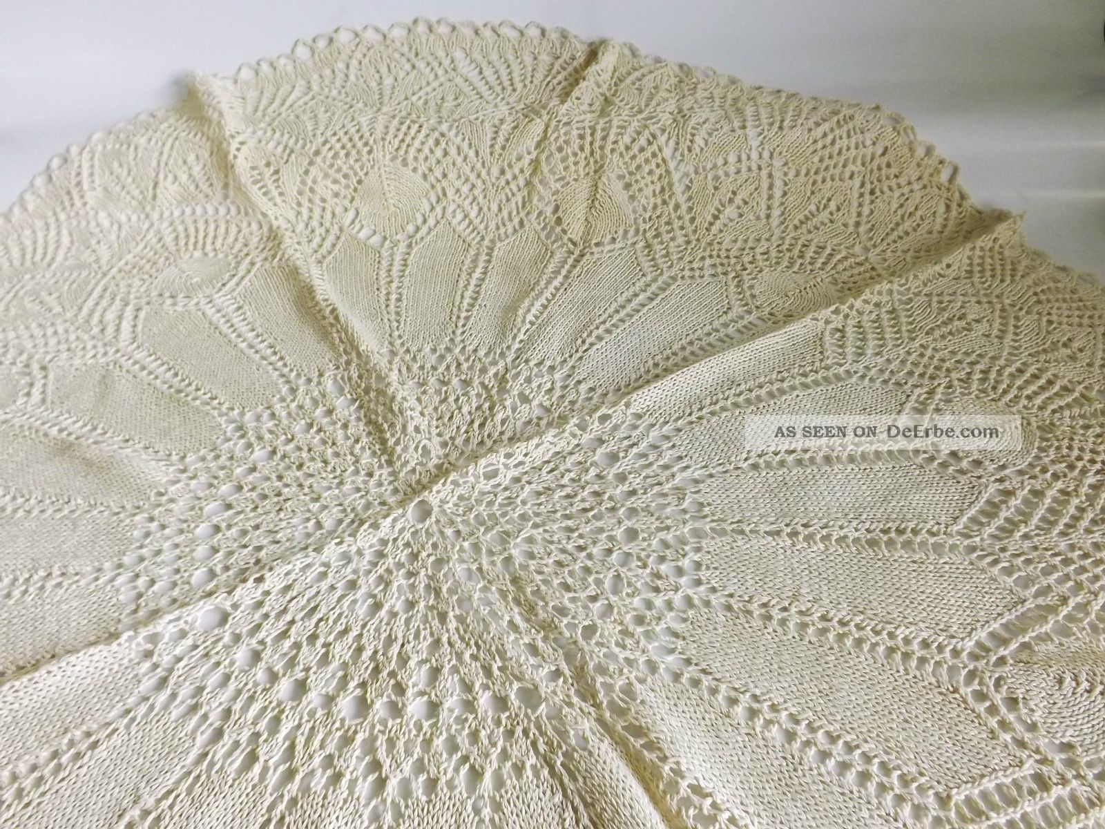 Alte Tischdecke Rund Strickdecke Handmade D: 80 Cm Tischdecken Bild