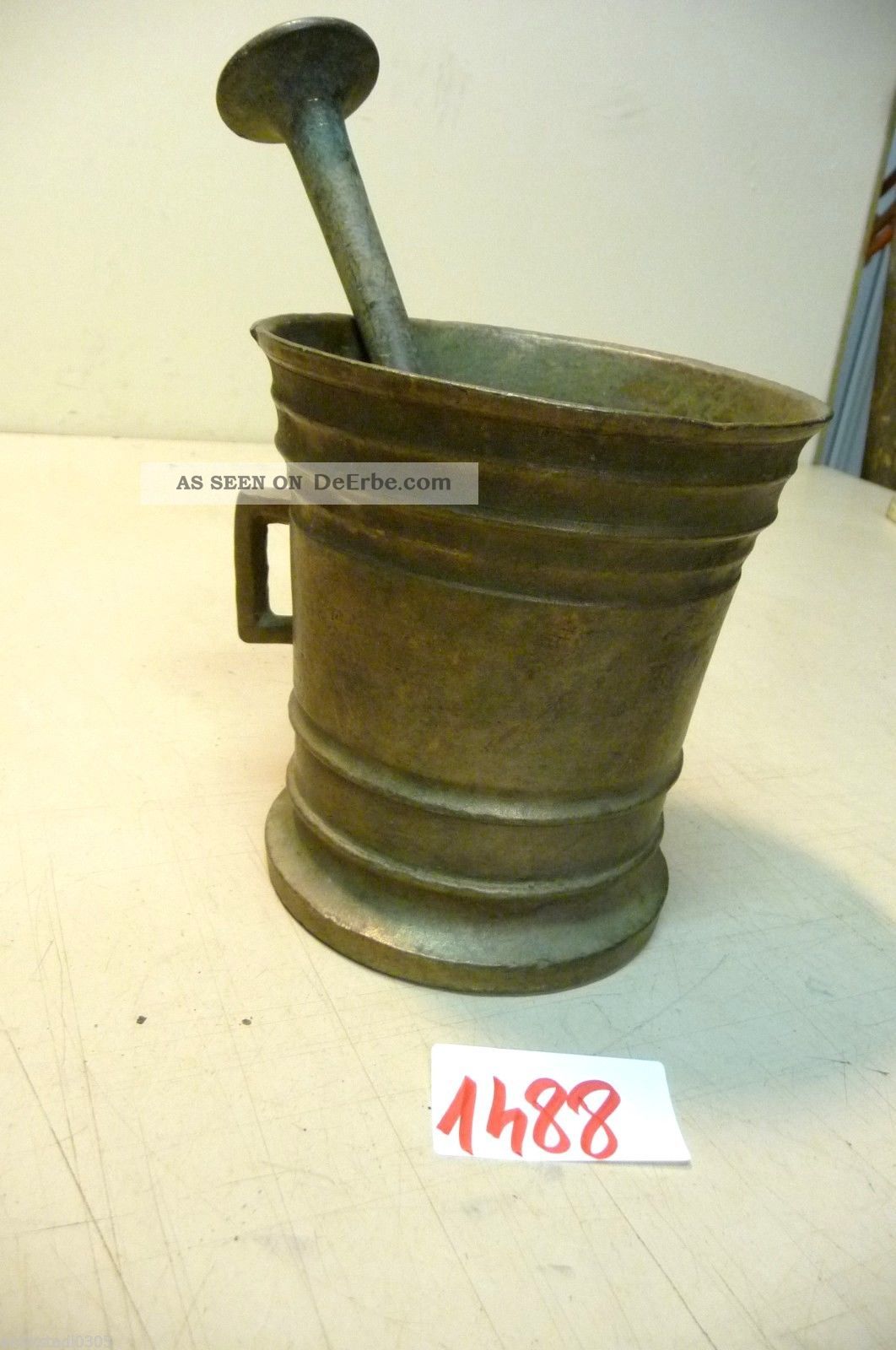 Nr.  1488.  Alter Mörser Bronze Mörser Old Apothecary Mortar And Pestle Haushalt Bild