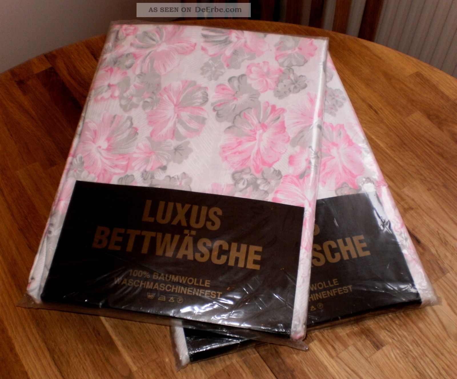 Edle 4 - Tlg.  Vintage BettwÄsche Blumenmuster Ca.  70er Jahre In Ovp Weißwäsche Bild