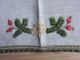 Antike Weihnachtstischdecke - Bestickt - Handarbeit - Brokatborte - Fester Stoff Tischdecken Bild 2
