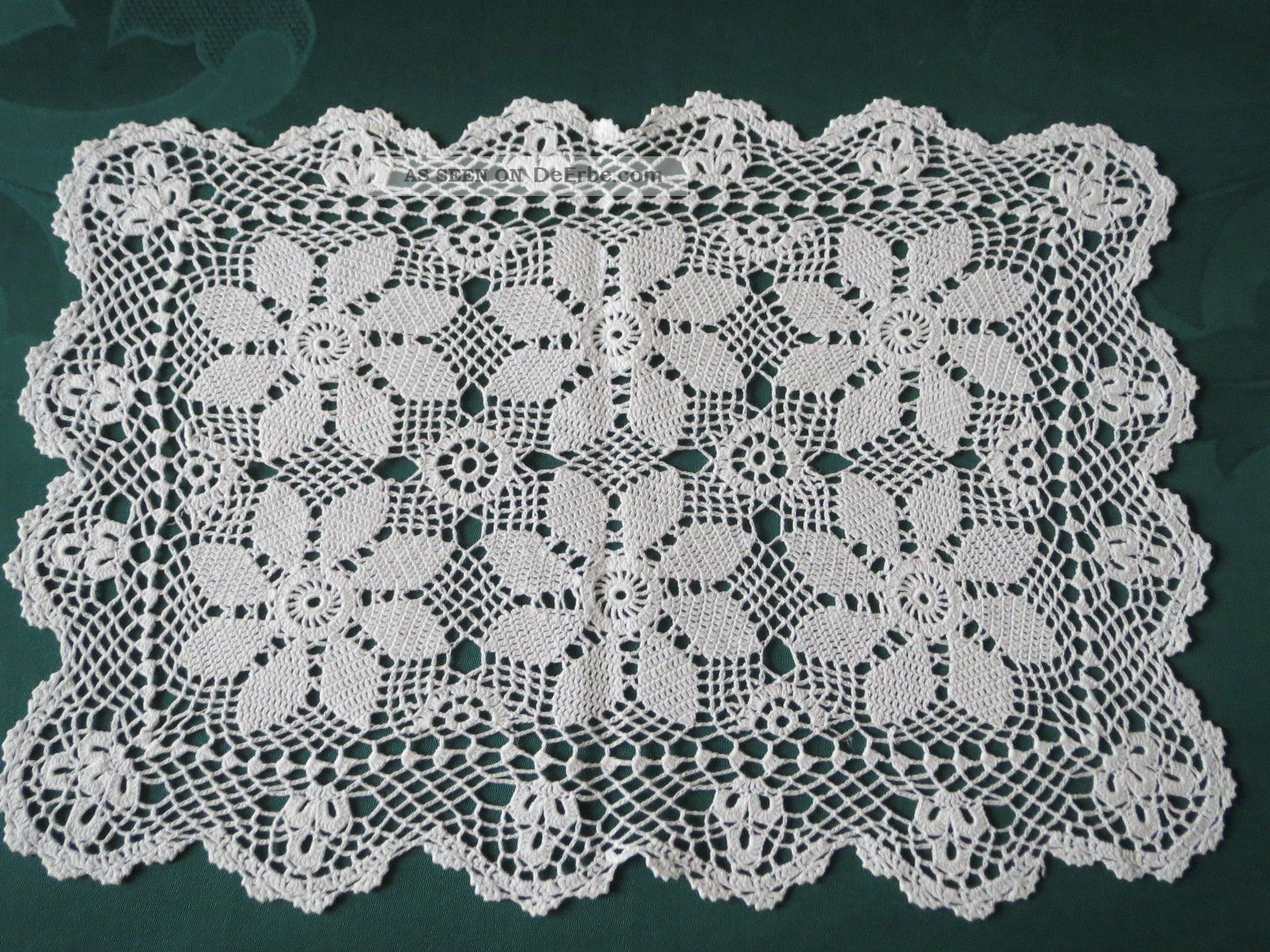 Deckchen Spitzendeckchen Häkeldeckchen Tischläufer Handarbeit 42 X 29 Cm Tischdecken Bild