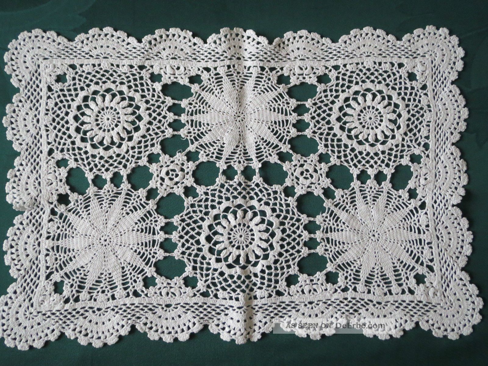 Deckchen Spitzendeckchen Häkeldeckchen Tischläufer Handarbeit 42 X 28 Cm Tischdecken Bild