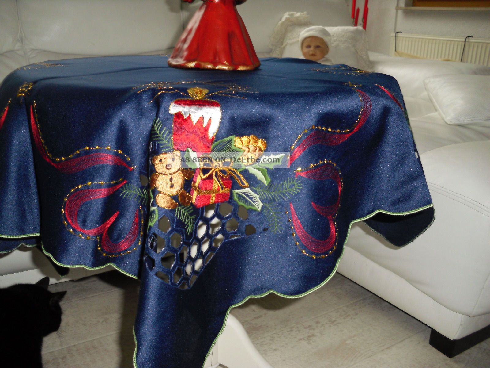 Tischdecke 80 X 80,  Weihnachtsmotiv,  M.  Durchbruchmuster,  (ohne Etikett) Tischdecken Bild