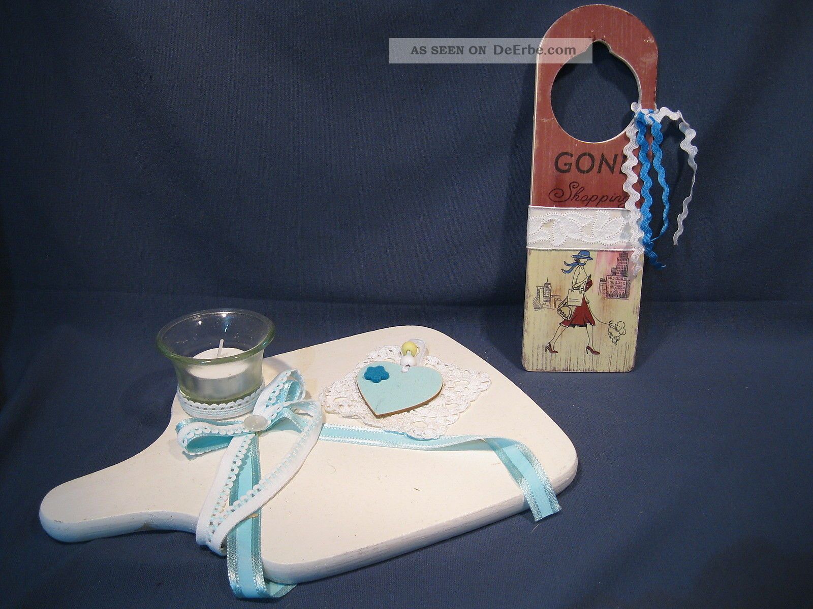 Küchenbrett Mit Teelichthalter Und Anhänger Als Deko Shabby Stil Haushalt Bild