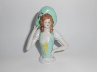 Thüringen Porzellan Teepuppe Half Doll Elegante Dame Jugendstil Bild