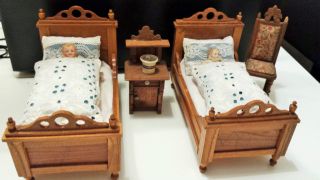 RaritÄt Puppen Stube´n Puppe (porzellan) Möbel 1880 Gründerzeit Bett Spiegel Bild