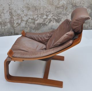 Teak 70er Jahre Design DÄnischer Sessel Mit Fussbank Lederbezug Freischwinger Bild