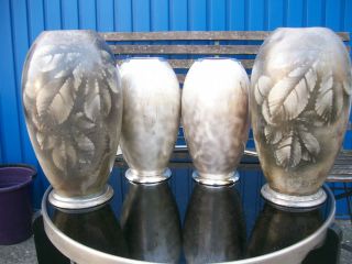4 X Wmf Metall Vase Ikora Art Deco Bauhaus Ära Versilbert 4 Vasen Bild