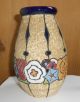 Jugendstil Keramik Amphora Vase Blütendekor Bunt 1950-1959 Bild 1