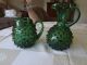 2 Grüne Vasen Mit Henkel Mit Noppenglas,  60er - Jahre Sammlerglas Bild 1