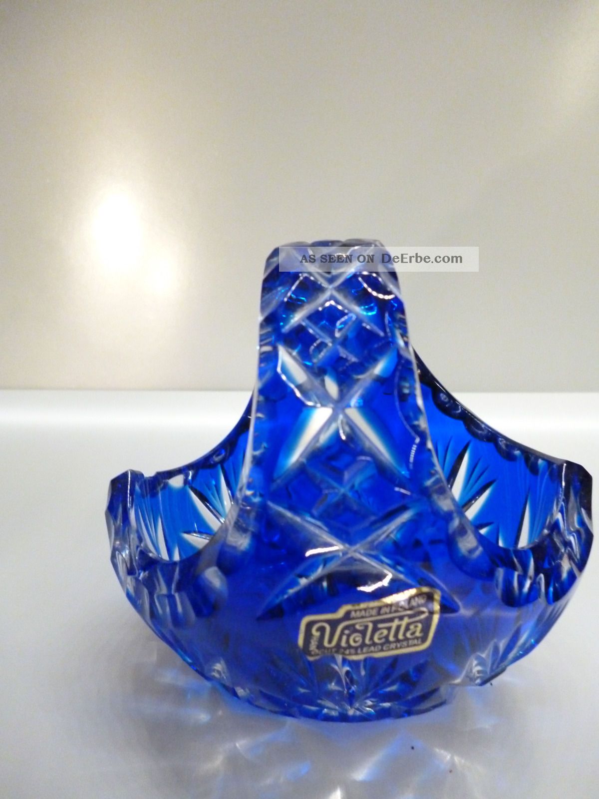 Schale,  Körbchen,  Halbrund,  Bleikristall,  9 Cm.  Violetta,  Königsblau Kristall Bild