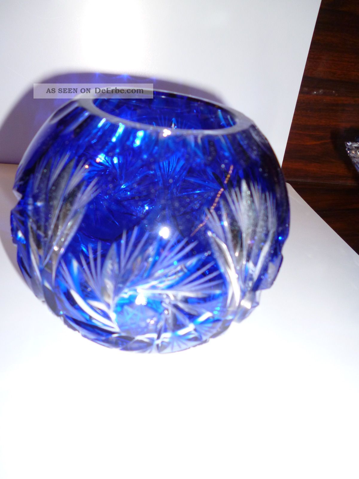 Vase,  Rund,  Bleikristall,  11 Cm.  Violetta,  Königsblau Kristall Bild