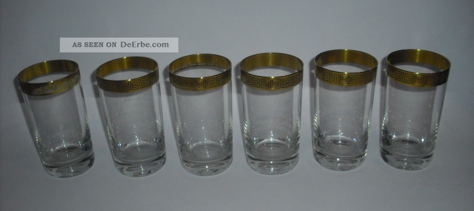 6 Kristall Gläser Trinkgläser Mäander Fries 24k Vergoldet Für Wasser Saft Glas & Kristall Bild
