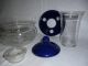Jenaer Glas Teekanne,  Sieb Stövchen Teelichthalter Porzellan Blau Deckel Aufl Glas & Kristall Bild 2