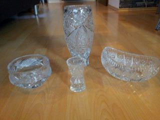 Bömisches Bohemia Bleikristall Vase Schale Gefäß Glas Gläser Kristall Bild