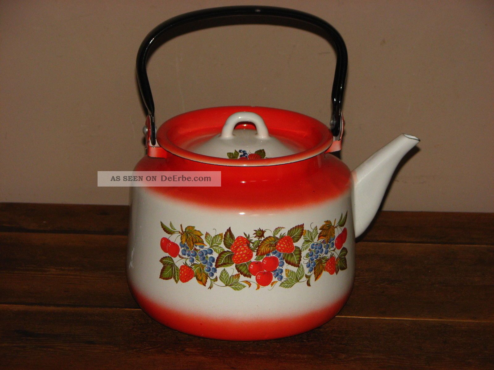 Alter Großer Emaille Kessel Wasserkessel Teekessel Ussr Shabby Haushalt Bild