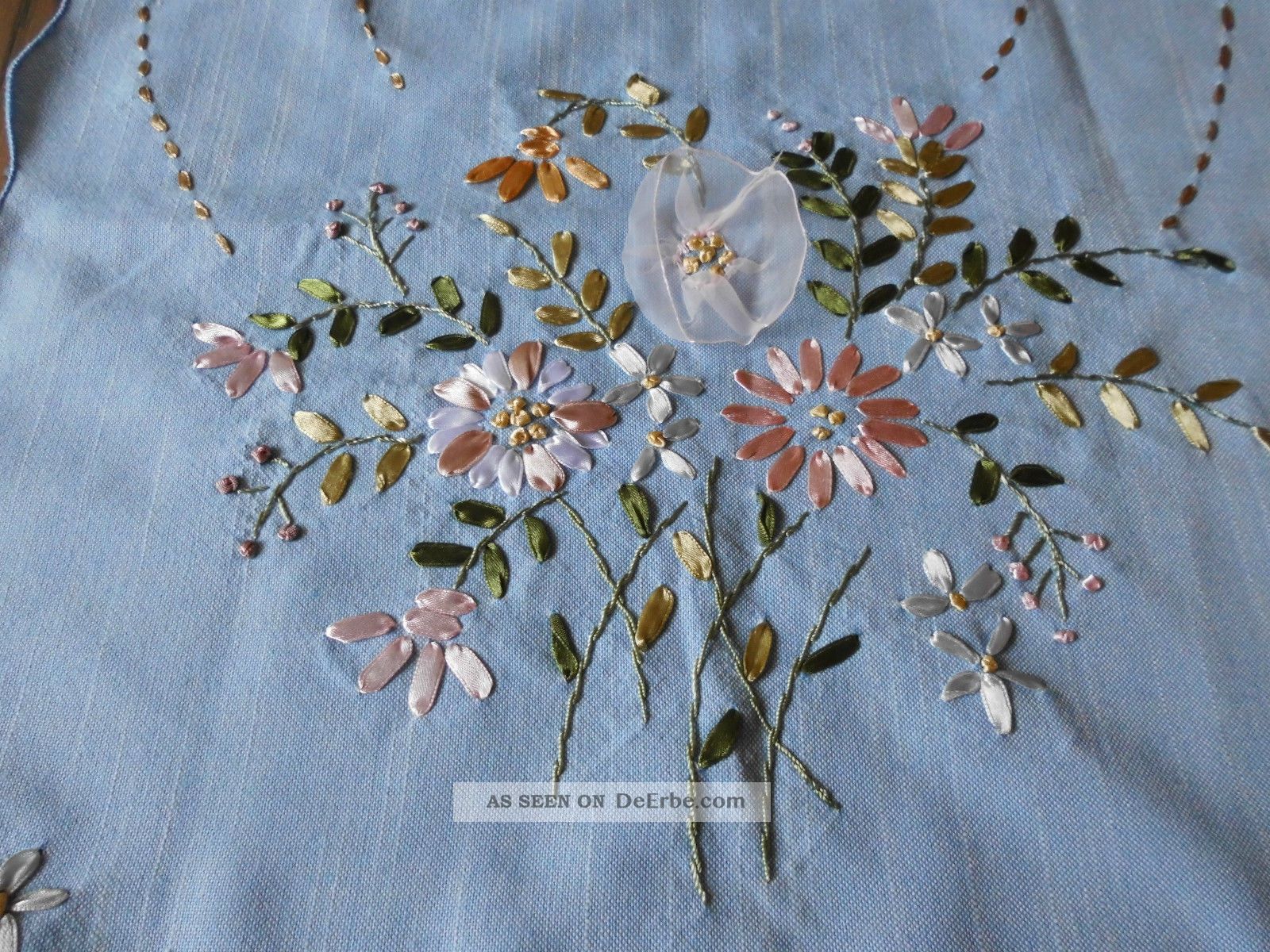 Traumhafter - Tisch - LÄufer - BÄndchen - Band - Handarbeit - 93 X 44 - Blau Tischwäsche Bild