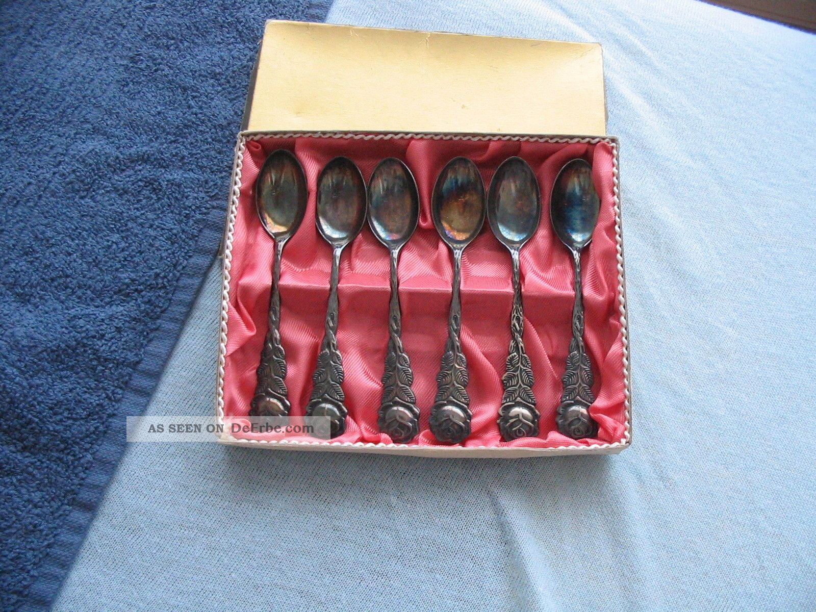 6 Moccalöffel Mit Rosenmuster Aus Silber Haushalt Bild