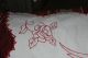 Eine Antik Groß Wändbehänge Tolle Rot Engel Stickerei Tischwäsche Bild 2