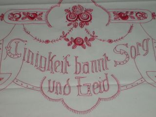 Ca.  100 Jahre Altes Überhandtuch Mit Spruch. Bild