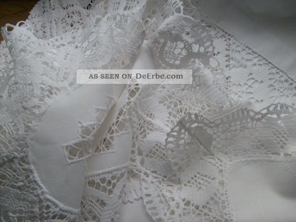 6 Reinweiße,  Alte Spitzendeckchen,  Shabby Weißwäsche Bild