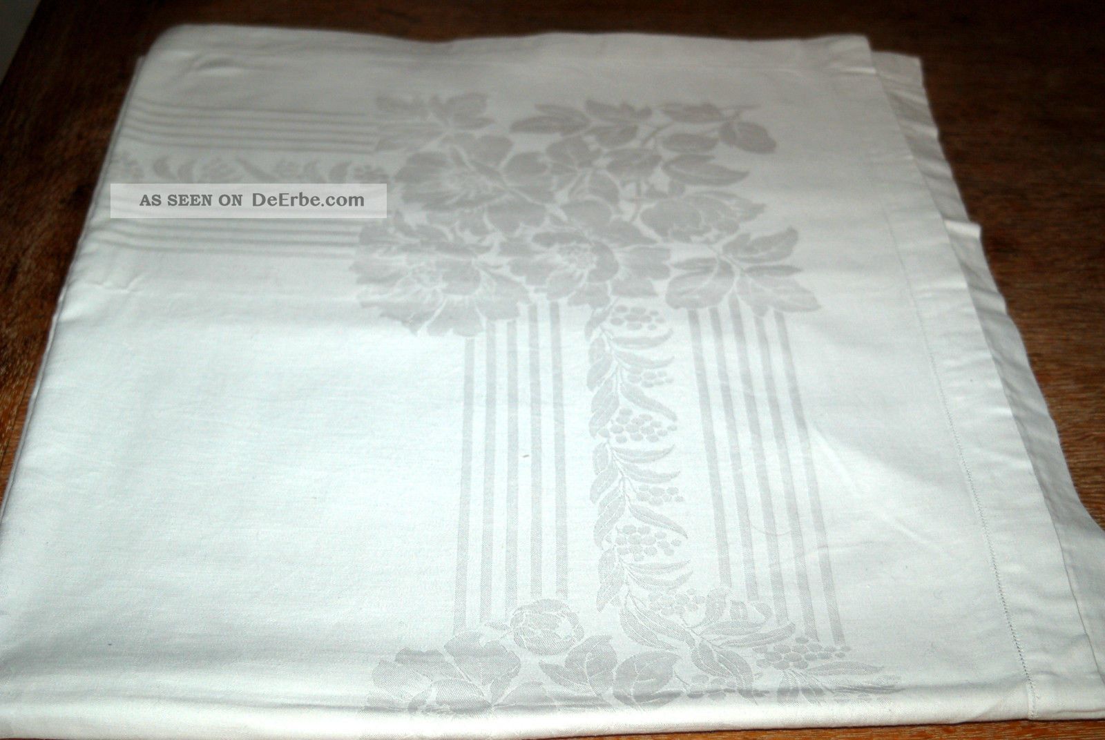 Jugendstil Tafeltuch - Baumwolldamast - Weiss - Antik - 117cm X 205cm Tischdecken Bild