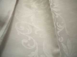 Damast Tischdecke Decke Antik 125x225 Unbenutzt Weiß Mit Muster Bild