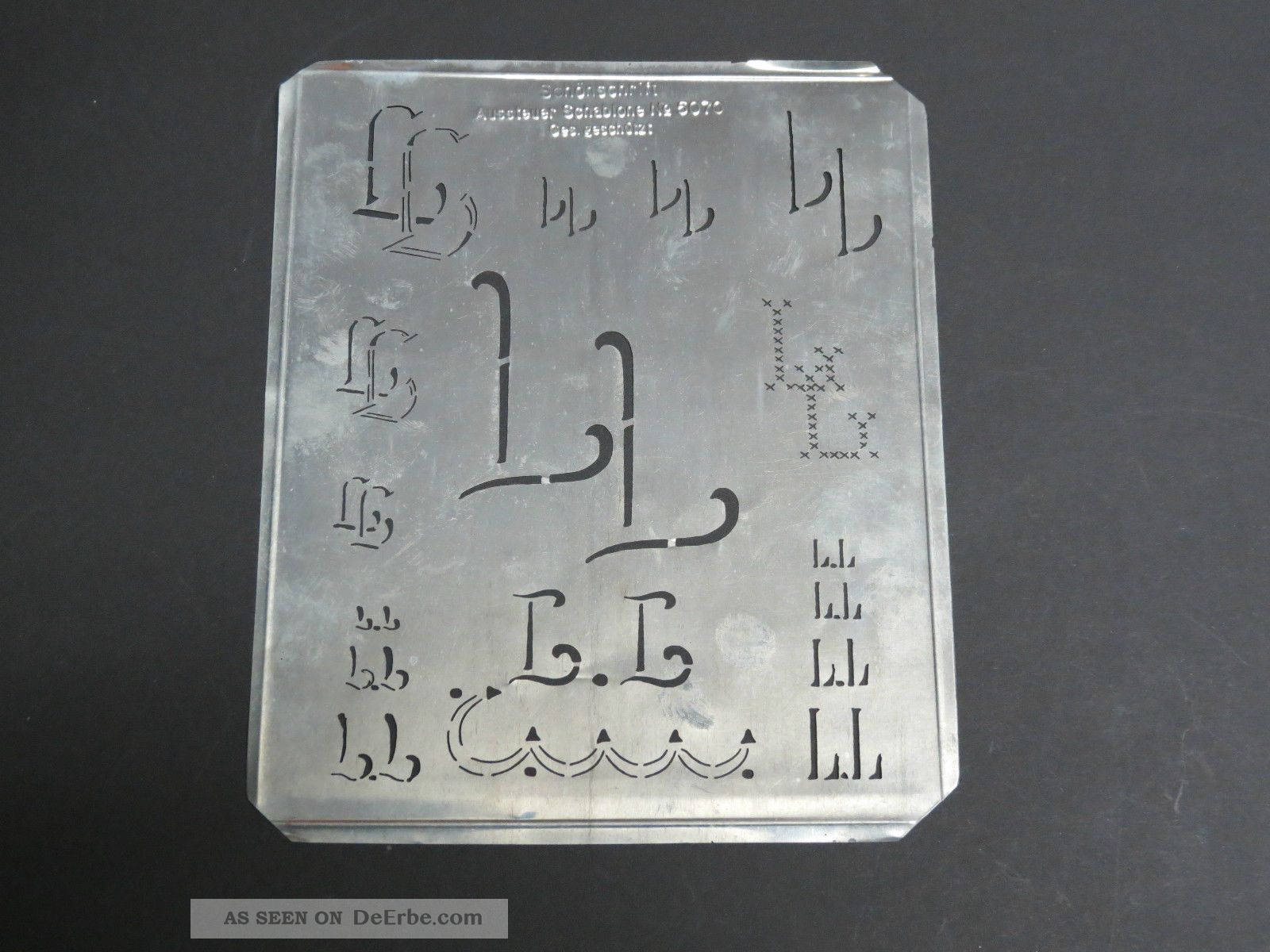 Nr.  96 Monogramm Schablone Ll Jugendstil Weißblech 18,  8 X15,  7 Weissstickerei Textilien & Weißwäsche Bild