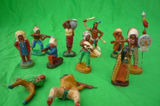 11 X Masse Indianer / Cowboy & Indianer Figuren Ddr 50er Jahre Bild