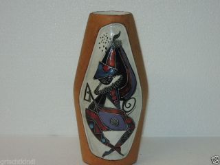Wunderschöne Alte Keramikvase Mit Leder überzogen,  Sehr Selten,  Um 1950 Bild