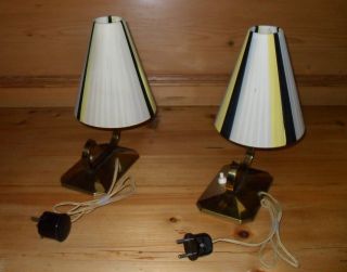 2 Tischlampen - Schirmlampe - Messing - Lamellenschirm - Vintage - Art Deco Bild