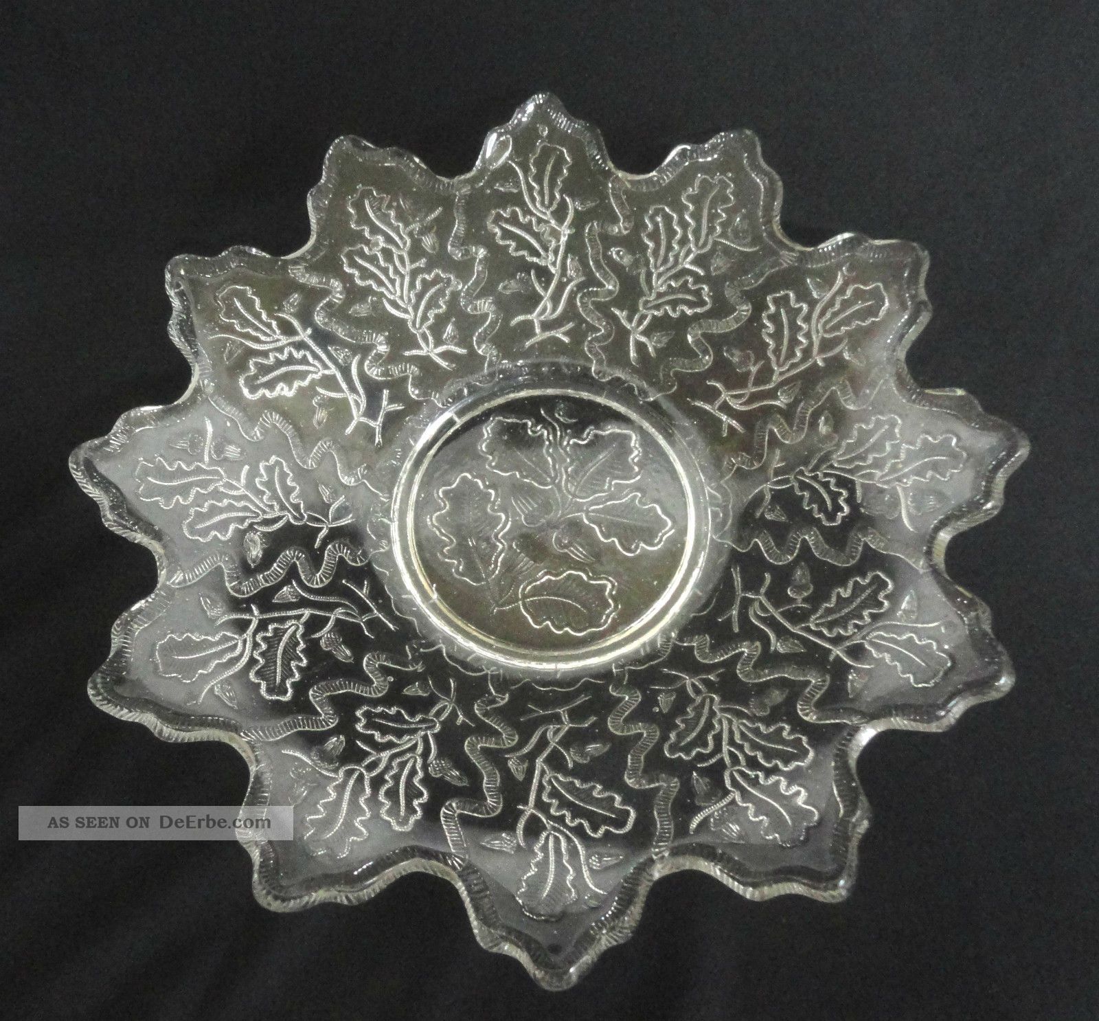Glasschale Schale Gebäckschale Mit Eichenlaub Motiv Um 1914 Glas & Kristall Bild