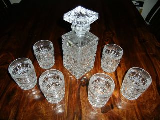 Bleikristall Karaffe 24 Pbo 0,  65 Liter,  6 Gläser Lausitzer Whisky 1885g Kristall Bild