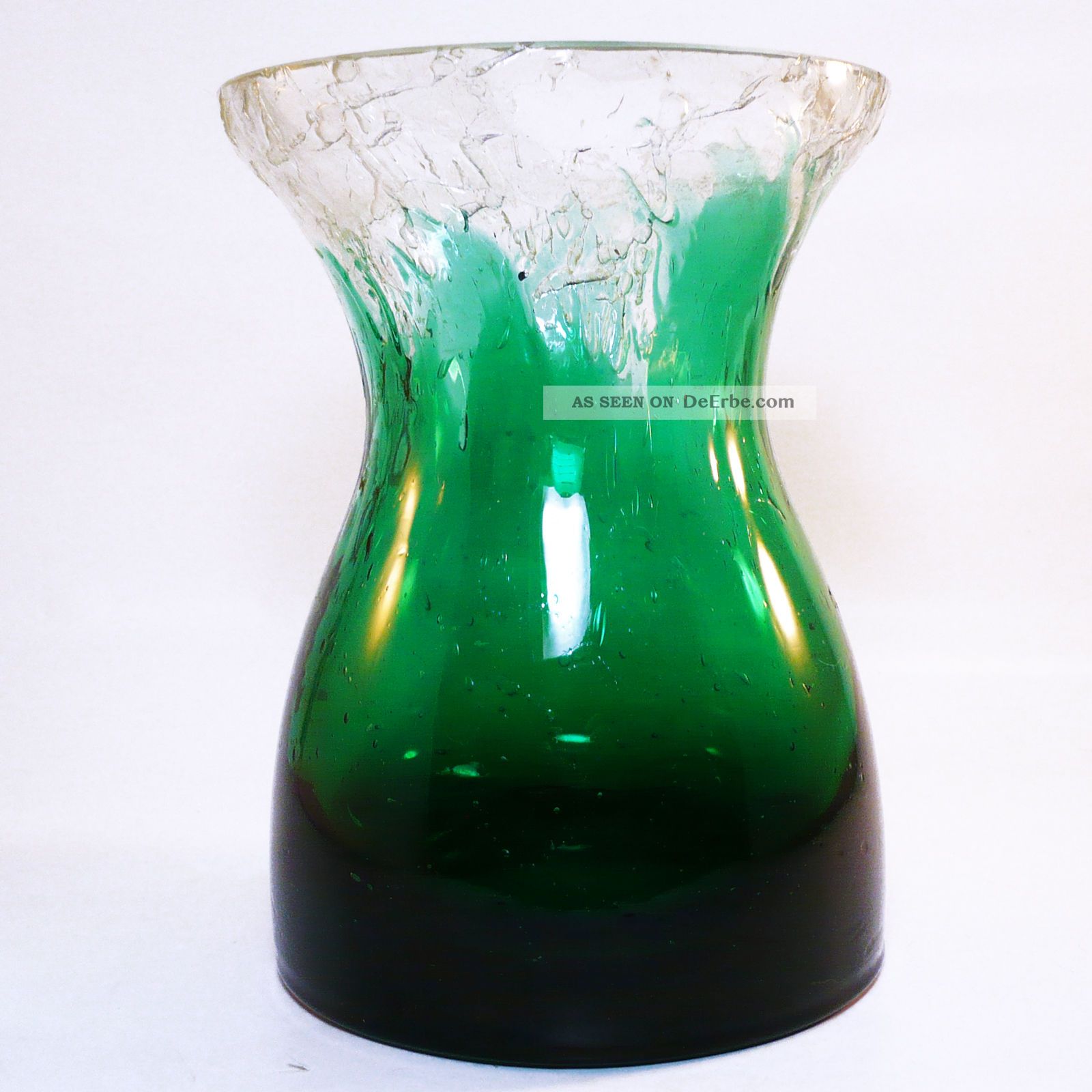 Bohemia Glas Vase • Krakele Glas Grün überfangen • 1,  4 Kg • Höhe 18 Cm Sammlerglas Bild