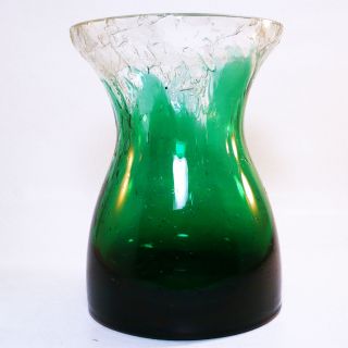 Bohemia Glas Vase • Krakele Glas Grün überfangen • 1,  4 Kg • Höhe 18 Cm Bild