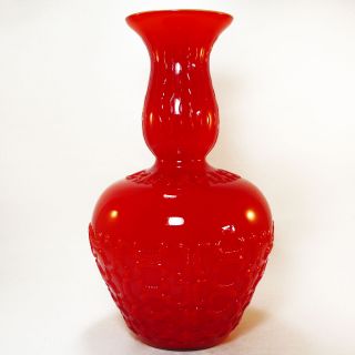 Murano Glas Vase • Opaline Florenz • 60s Carneby Style • Relief Dekor • H 29 Cm Bild