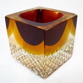 Murano Glas Schale • Block Vase • Sommerso • Seguso,  Mandruzzato? • 70s Design Bild