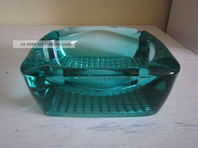 Vintage Glas Aschenbecher Türkis Ca 14,  5 Cm Durchmesser Retro Glas & Kristall Bild