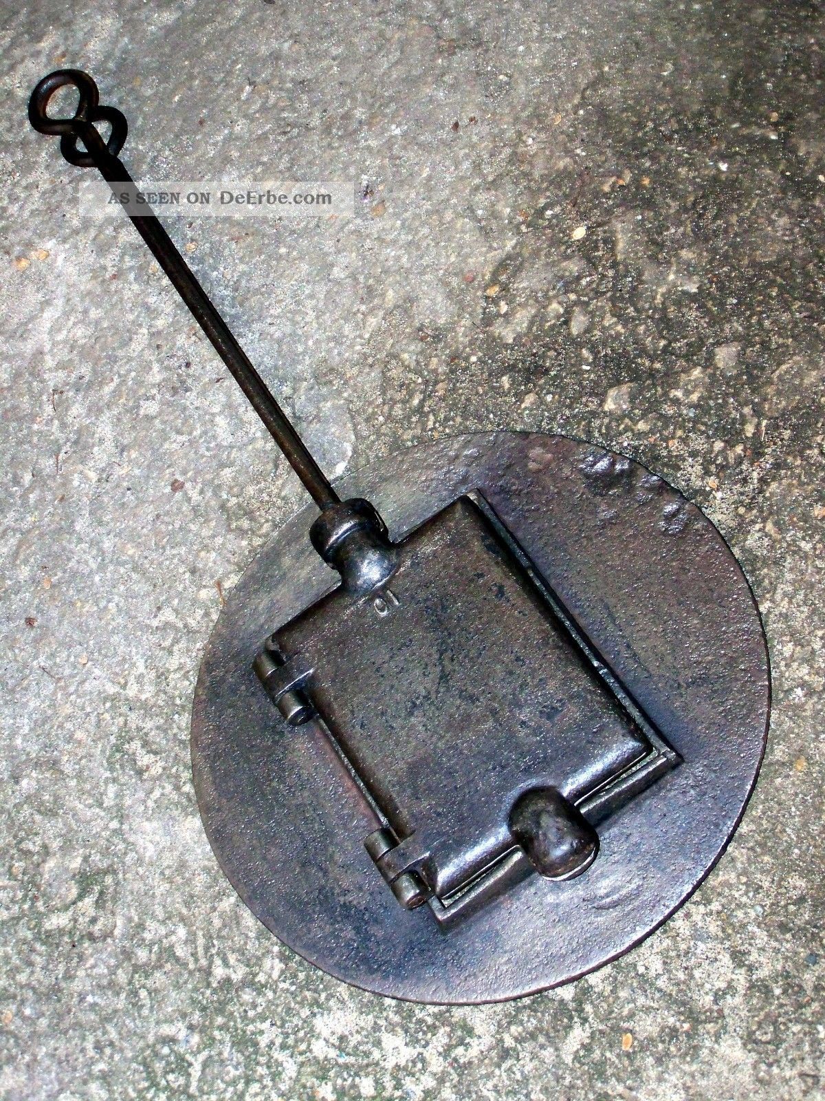No.  10 Altes Guss Waffeleisen Mit Ofenring Kohleherd Waffle Iron Fer Gaufrier Haushalt Bild