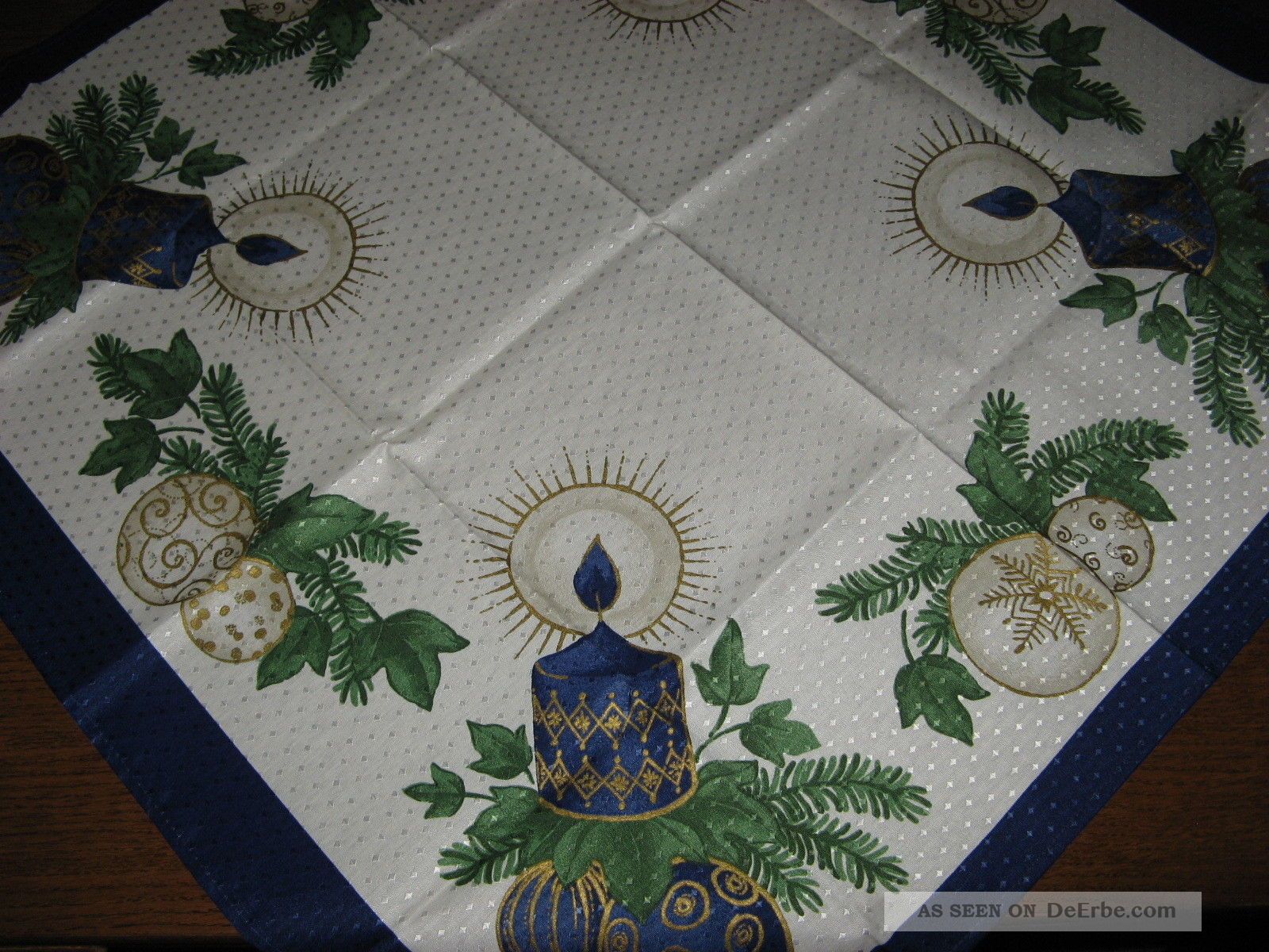 Schöne Weihnachtsdecke - Tannenzweige/kerzen/kugeln - Bedruckt - Tischdecke - Neu/ovp Tischdecken Bild
