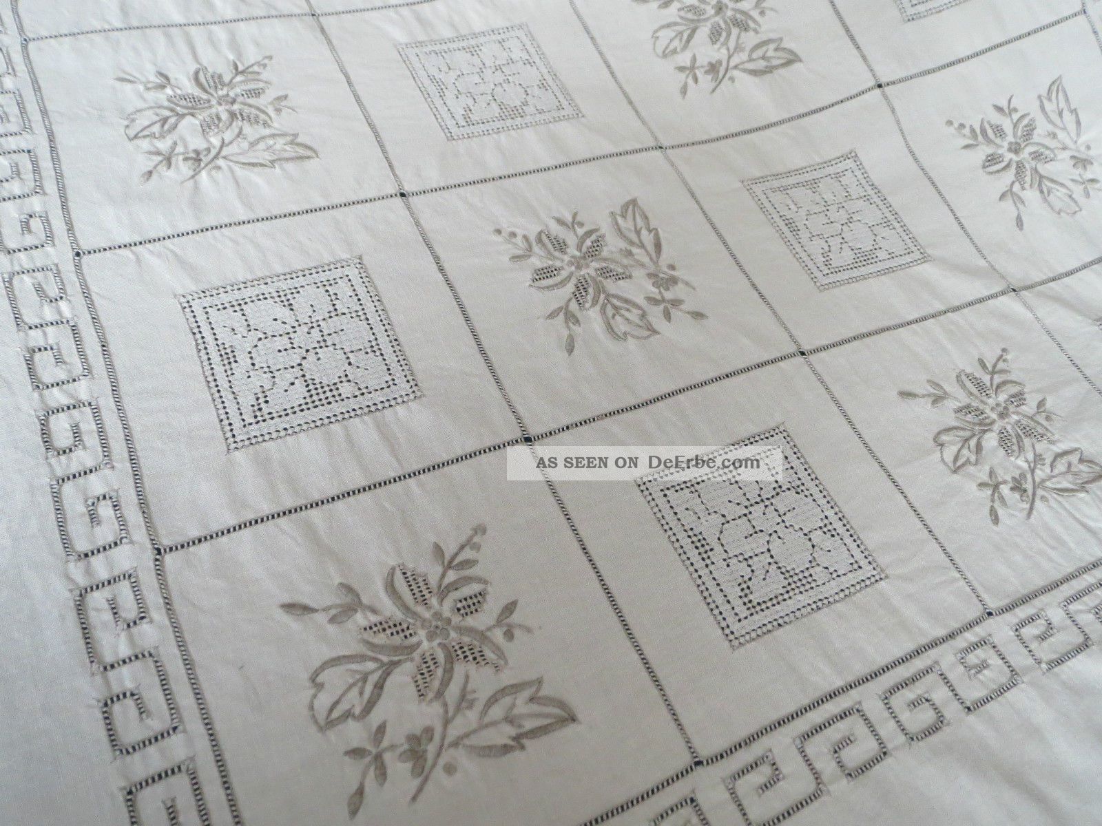 Tischdecke Mitteldecke Stickerei Hohlsaum Ajour Handarbeit 82 X 80 Cm Tischdecken Bild